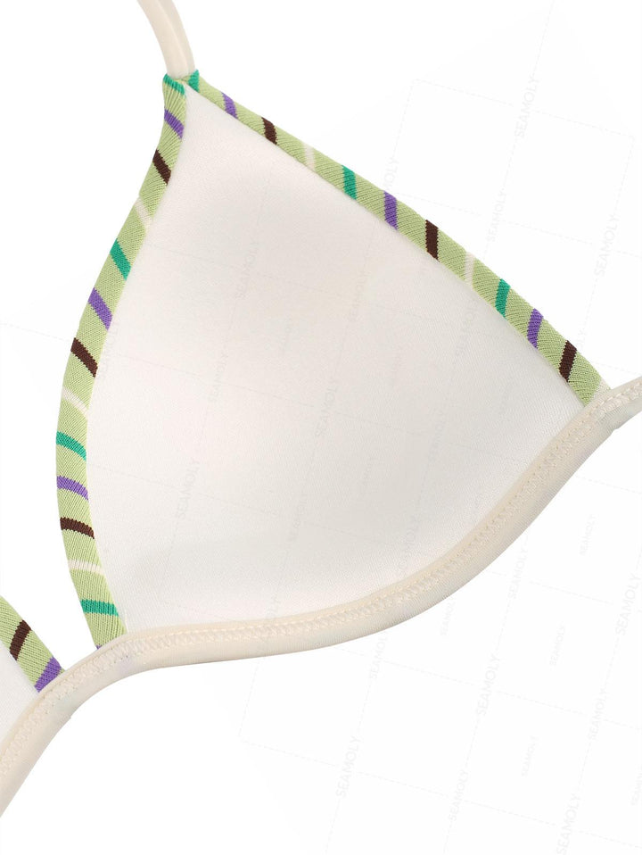 Seamolly Striped Triangle Push Up Top & Cheeky Brazilian Bottom Bikini Set