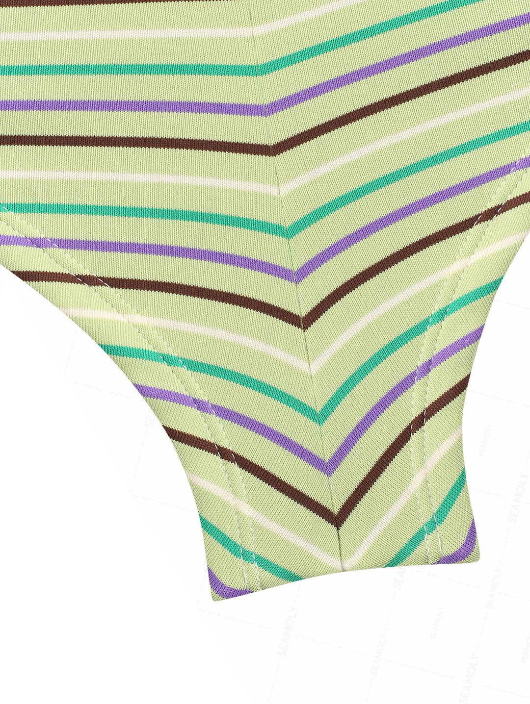 Seamolly 3 Piece Striped Triangle Push Up Brazilian Cheeky Boyshort Bikini Set