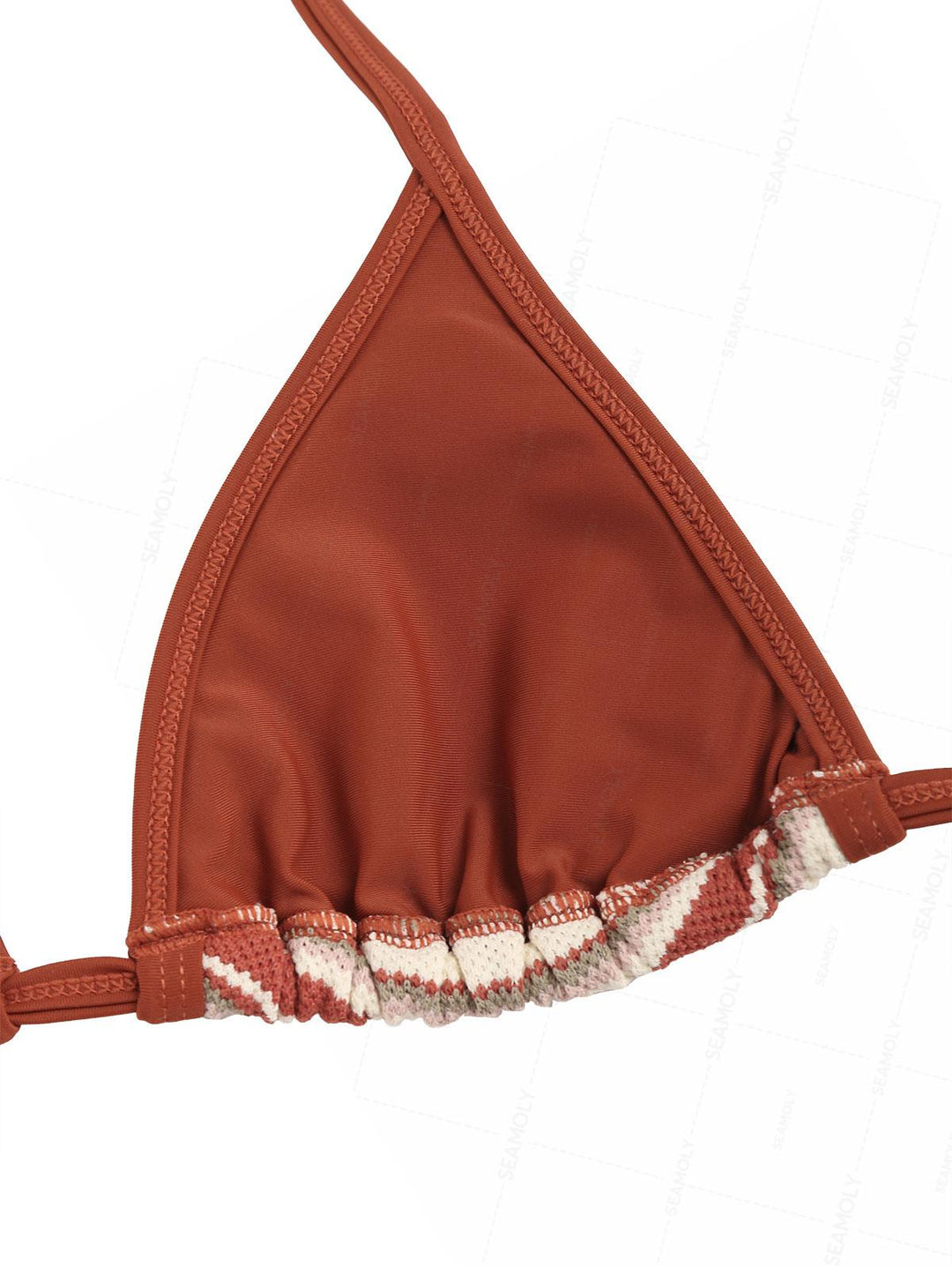 Seamolly Knit Striped Contrast Binding Cheeky Boyshorts Bikini Set