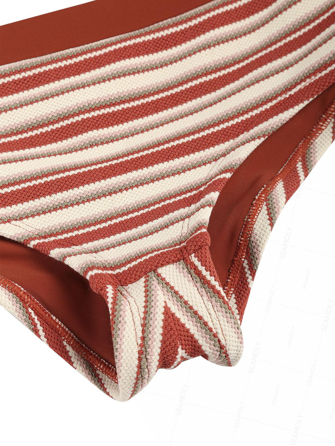 Seamolly Knit Striped Contrast Binding Cheeky Boyshorts Bikini Set