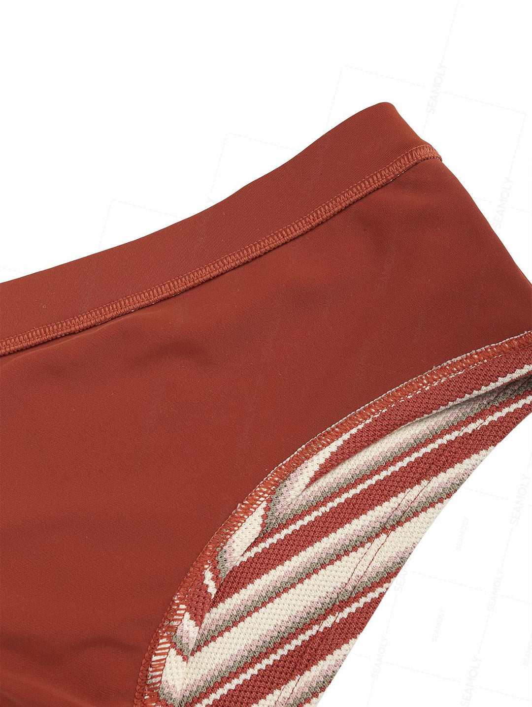 Seamolly Knit Striped Contrast Binding Cheeky Boyshorts Bikini Set
