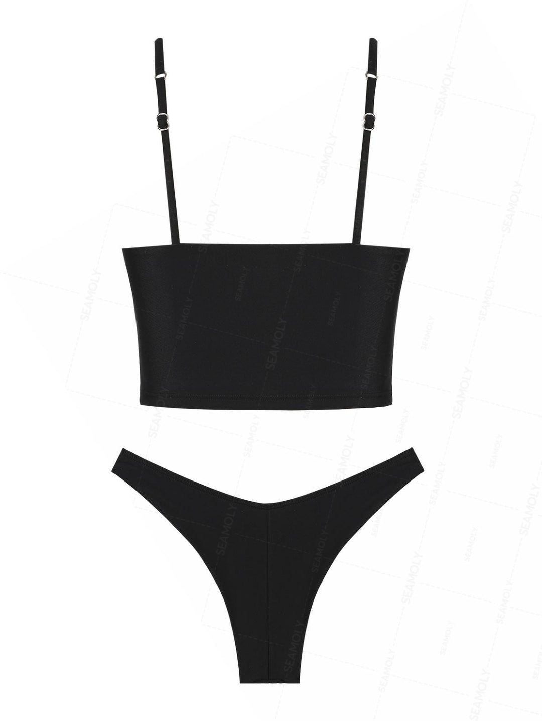 Seamolly Floral Embroidered Cami Tank Top & Cheeky Brazilian Bottom Tankini Set