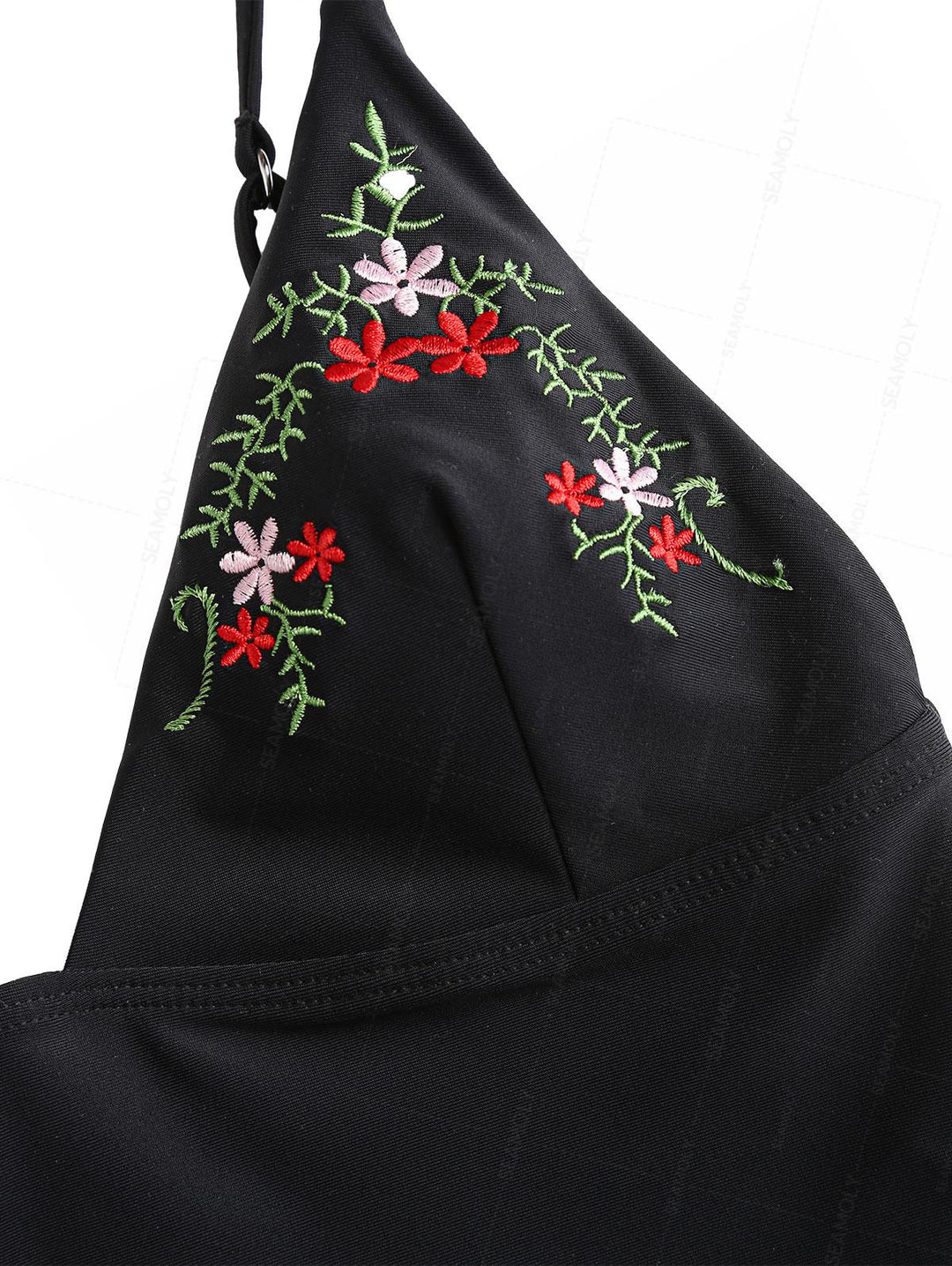 Seamolly Floral Embroidered Cami Tank Top & Cheeky Brazilian Bottom Tankini Set