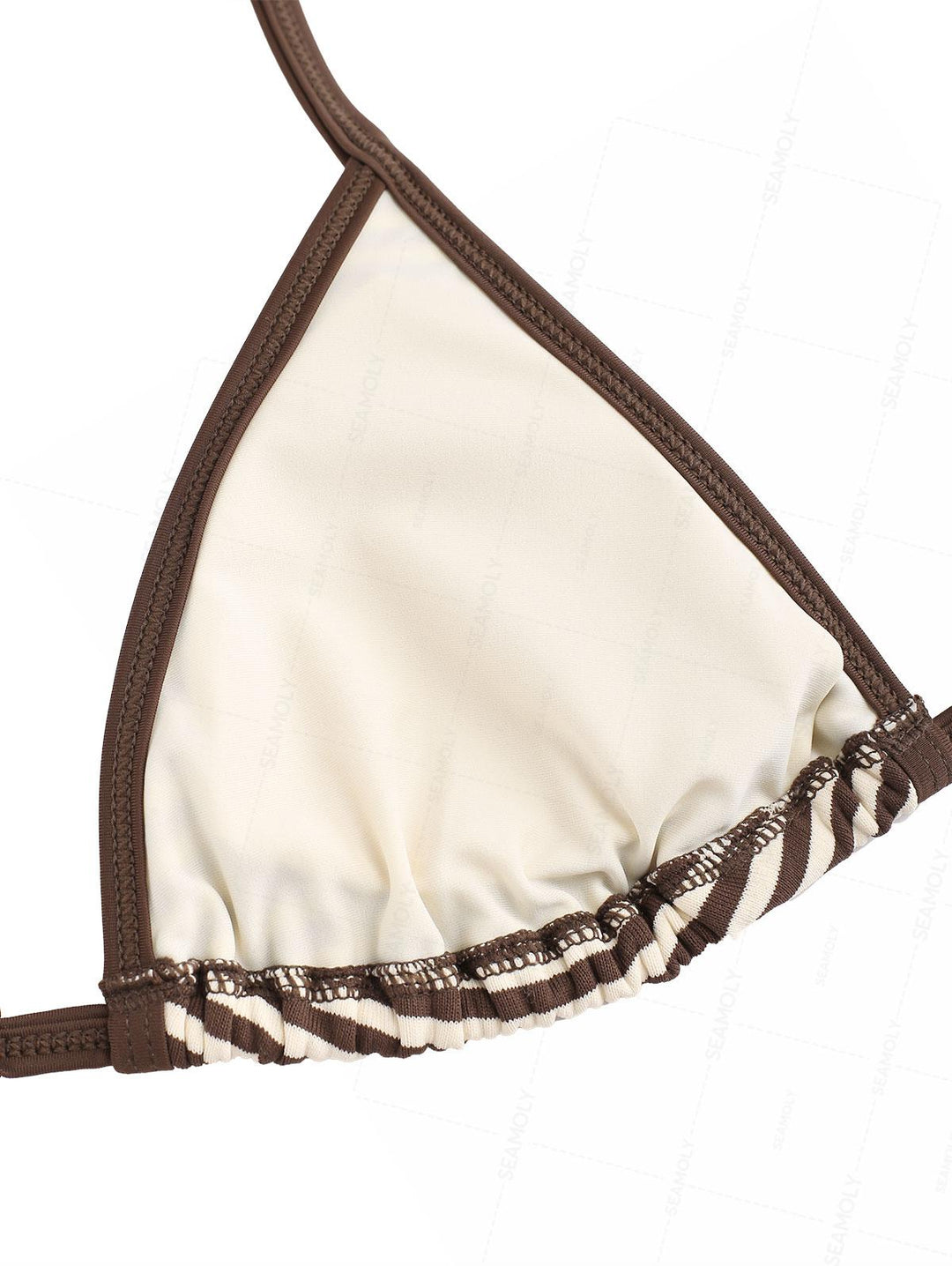 Seamolly Ribbed Knit Striped Contrast Binding Cheeky Boyshorts Bikini Set