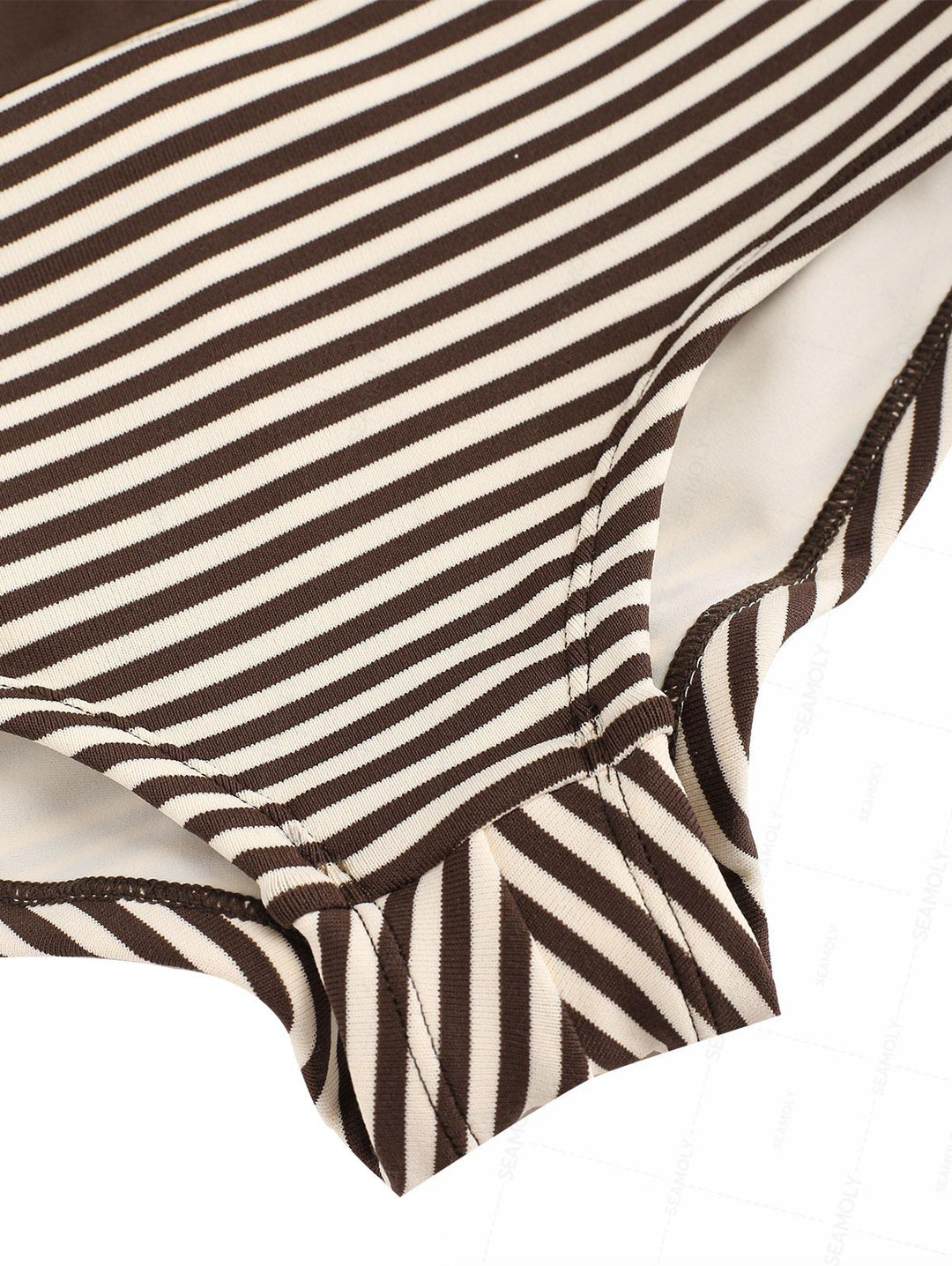 Seamolly Ribbed Knit Striped Contrast Binding Cheeky Boyshorts Bikini Set