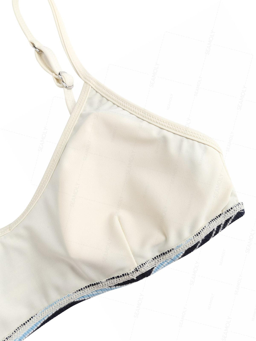 Seamolly Ribbed Knit Striped Tank Style Cheeky Boyshorts Bikini Set