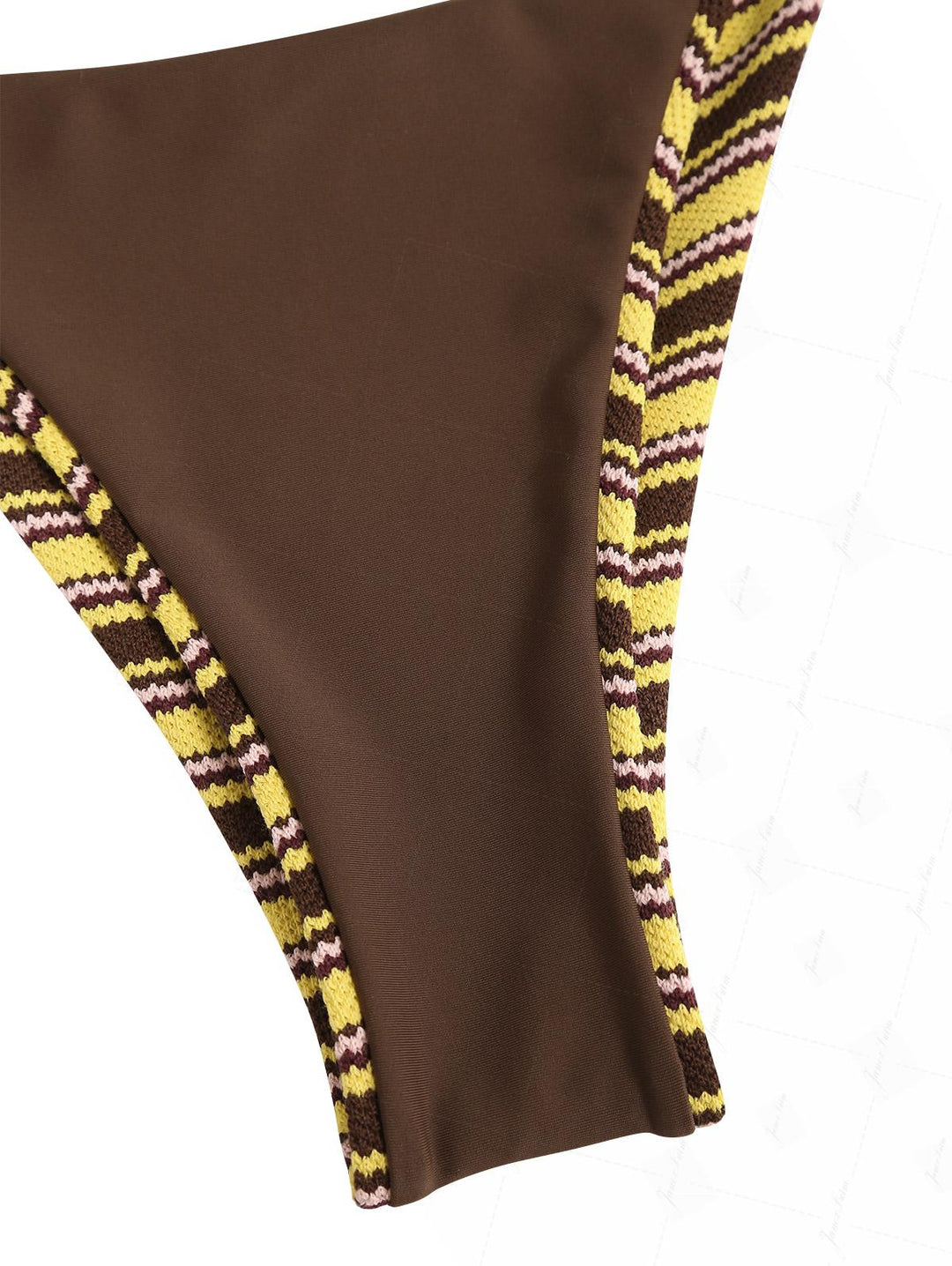 Yellow Knit Striped Textured Triangle Push Up Bikini Set