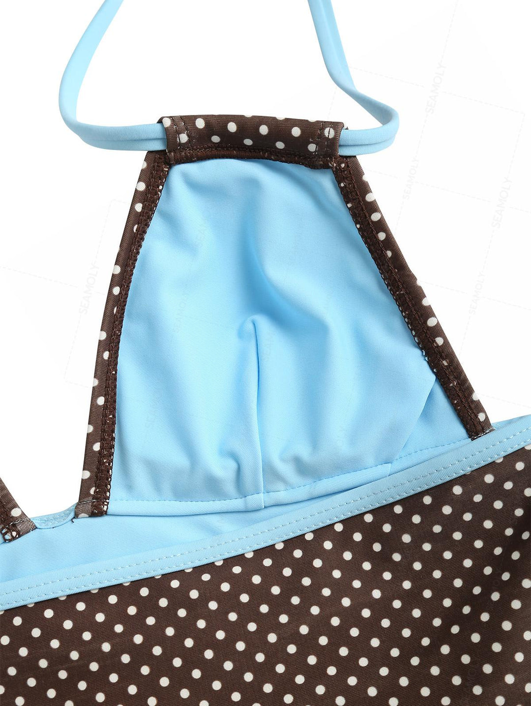 Seamolly 3 Piece Polka Dot Print Halter Brazilian Cheeky Boyshort Tankini Set