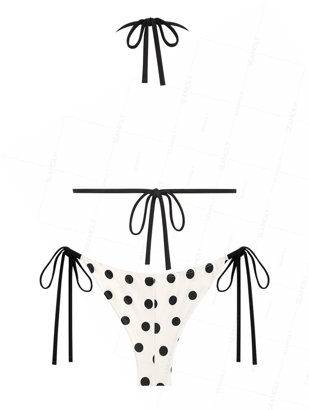 Seamolly Polka Dot Picot Trim Triangle Top & Cheeky Brazilian Bottom Bikini Set