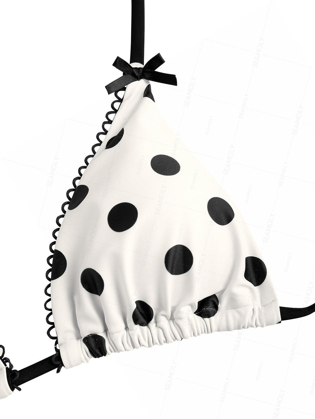 Seamolly Polka Dot Picot Trim Triangle Top & Cheeky Brazilian Bottom Bikini Set