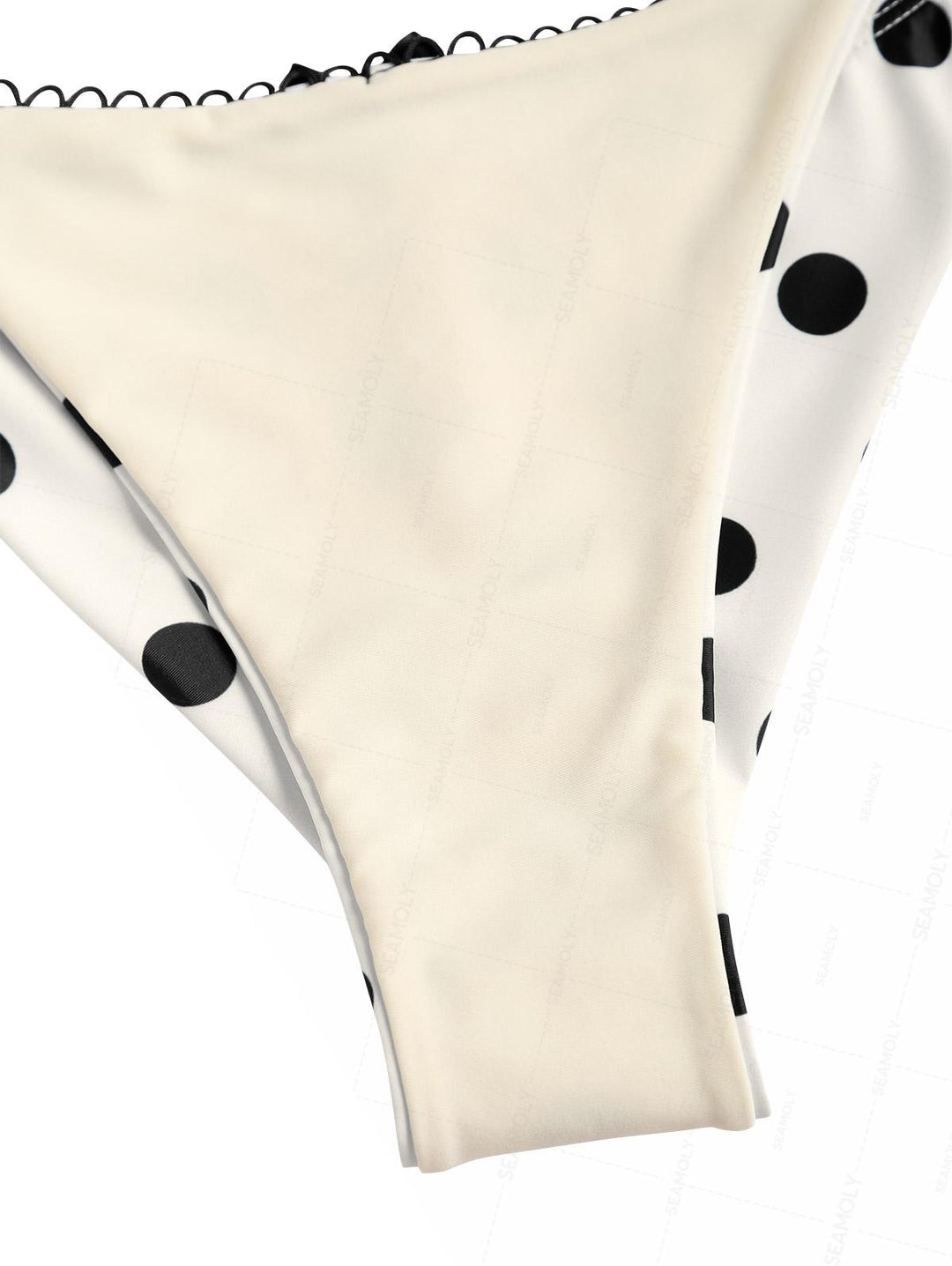 Seamolly Polka Dot Picot Trim Triangle Top & Cheeky Brazilian Bottom Bikini Set