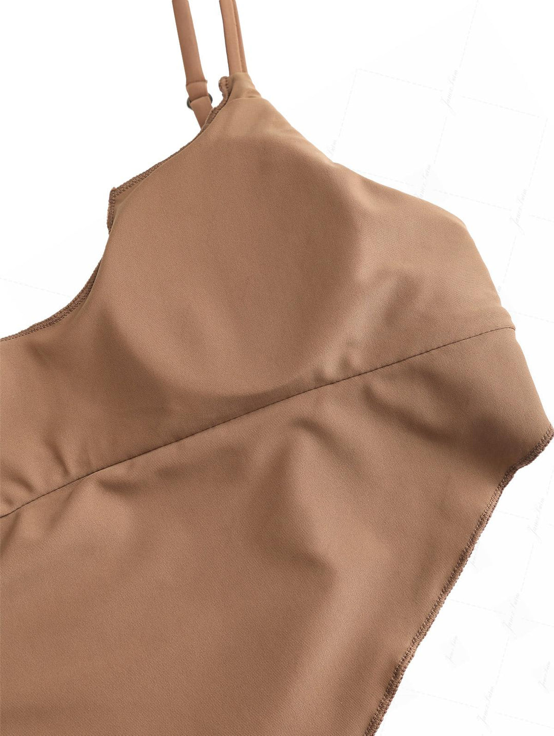 Crystal Cream Lace Contrast Piping Hanky Hem Cinched Tankini Top