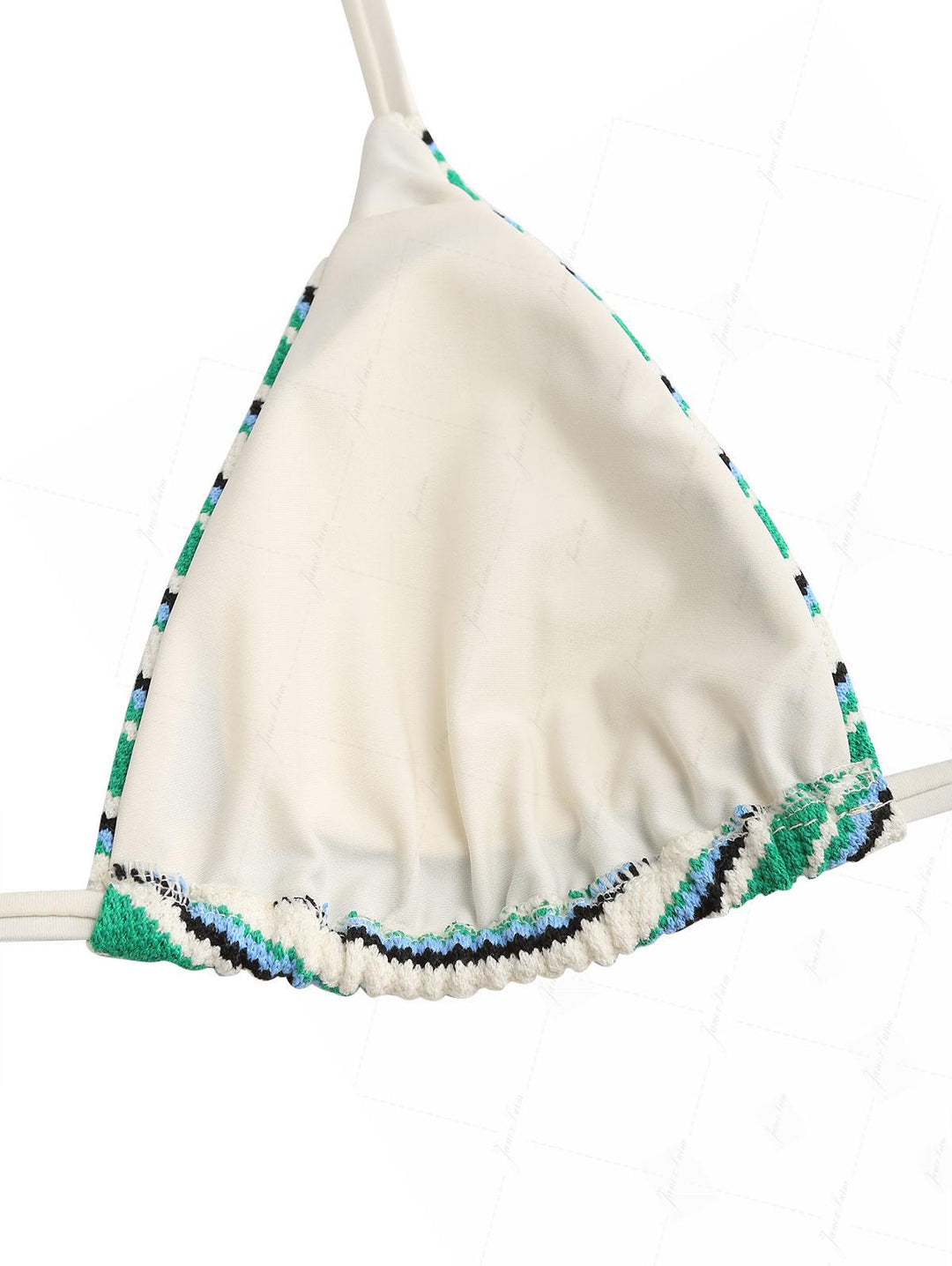 Green Knit Striped Textured Halter Triangle Bikini Set