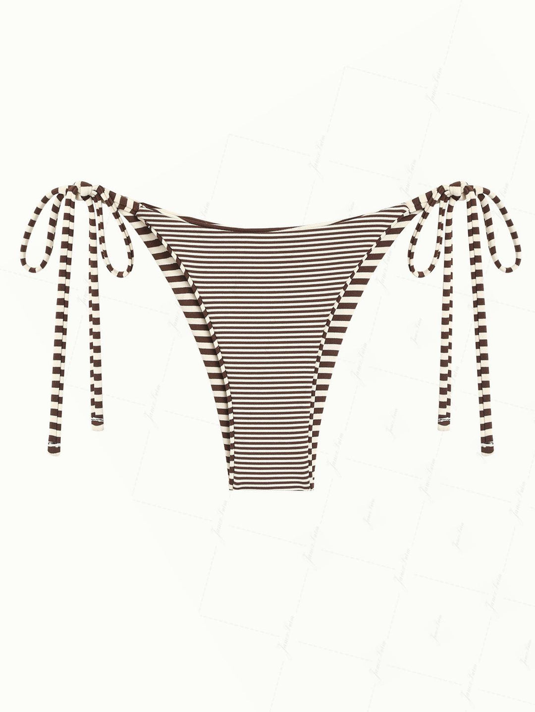 Brown Knit Striped Reversible Tie Side String Bikini Bottom