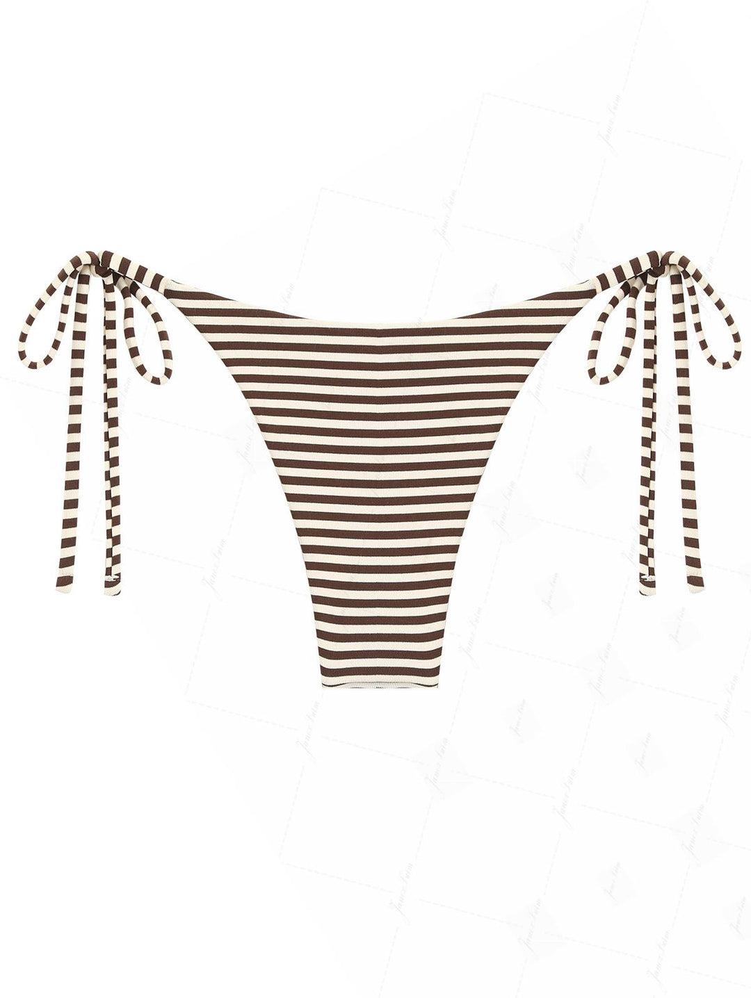 Brown Knit Striped Reversible Tie Side String Bikini Bottom