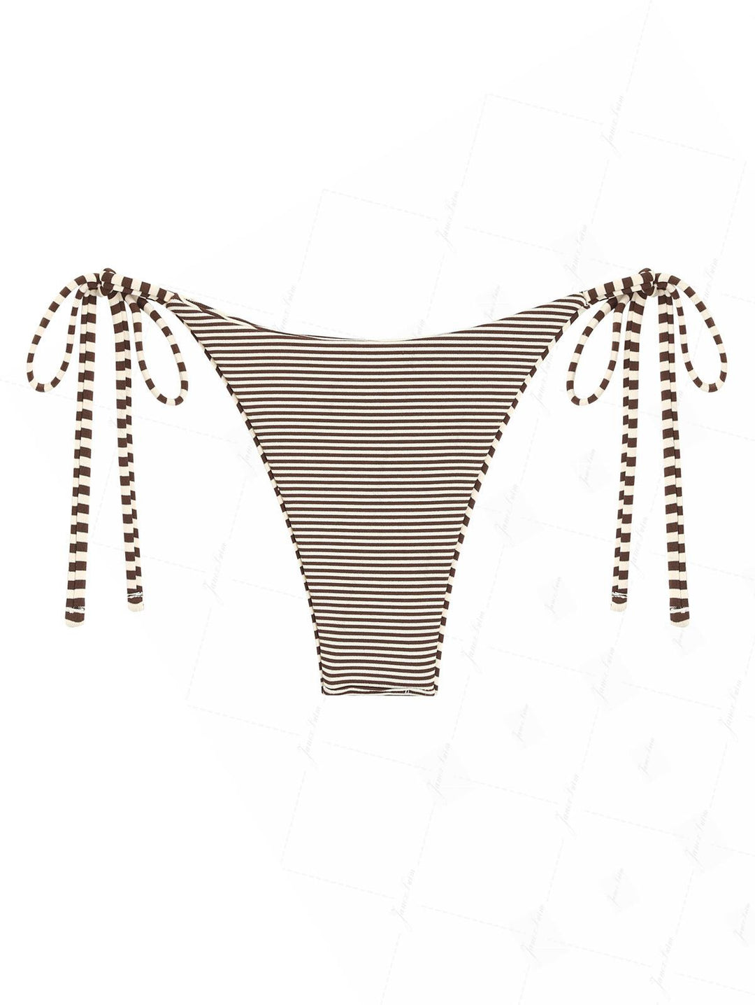 Brown Knit Striped Reversible Tie Side String Bikini Bottom