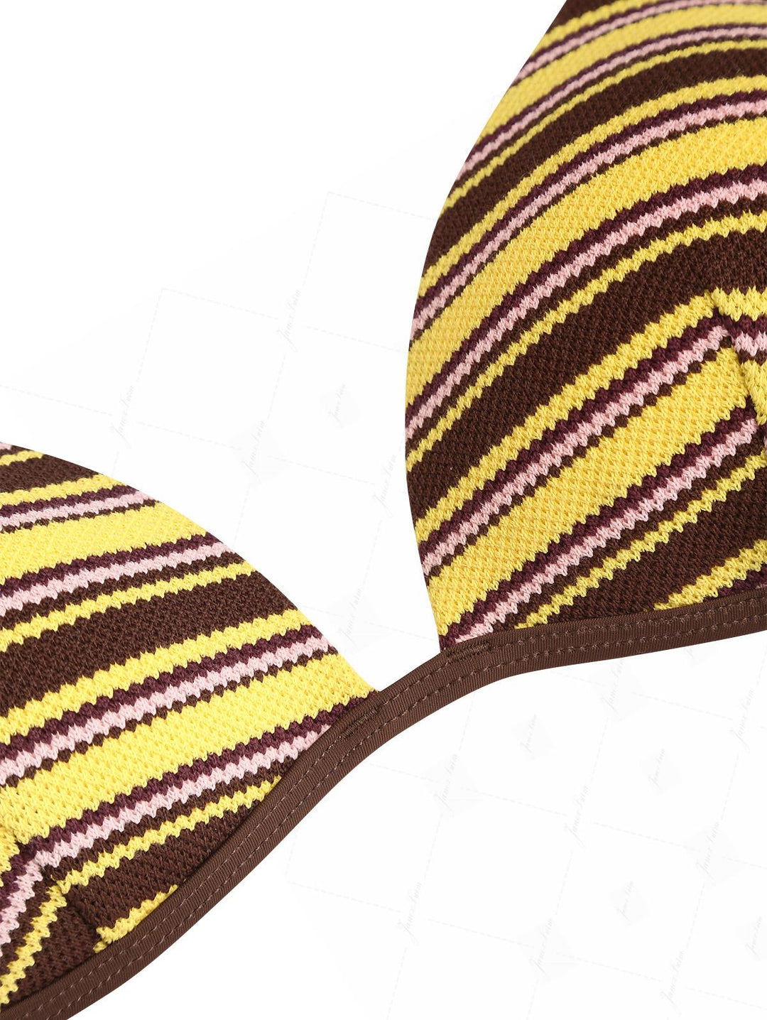 Yellow Striped Textured Triangle Push Up Top & Cheeky Boyshorts Bikini Set