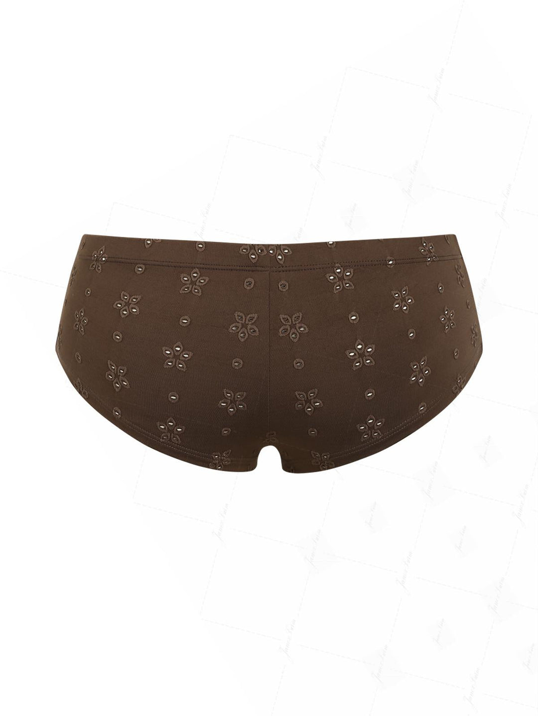 Deep Coffee Recycled Fabric Jacquard Bikini Bottom Cheeky Swim Boyshorts