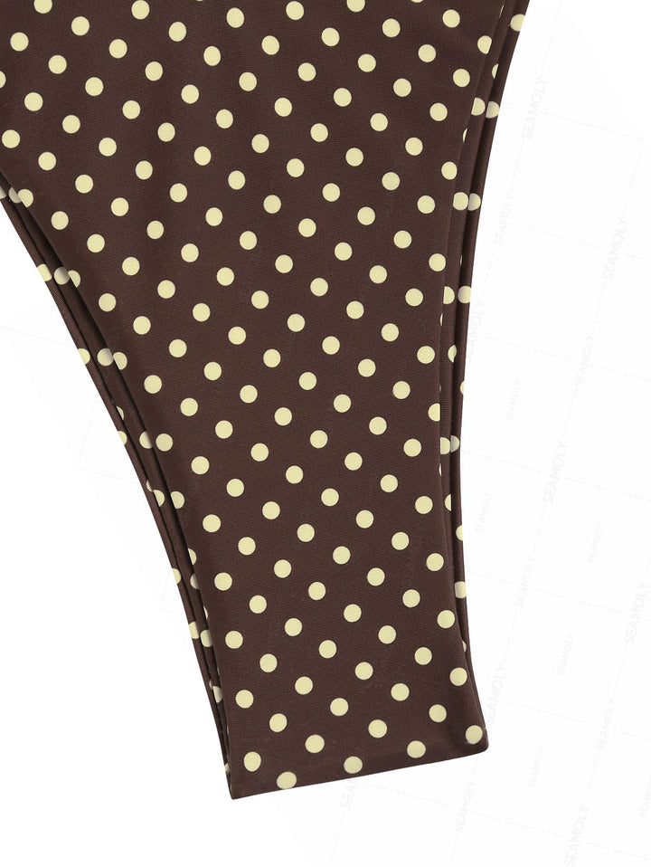 Seamolly 3 Piece Swimsuit-Polka Dot Print String Double Layer Bikini Set & Cover Up Shorts