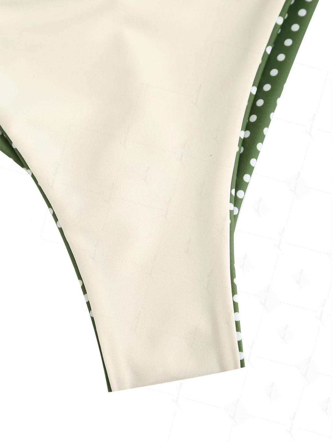 Plant Green Polka Dot Lace Bowknot String Cheeky Brazilian Bikini Bottom
