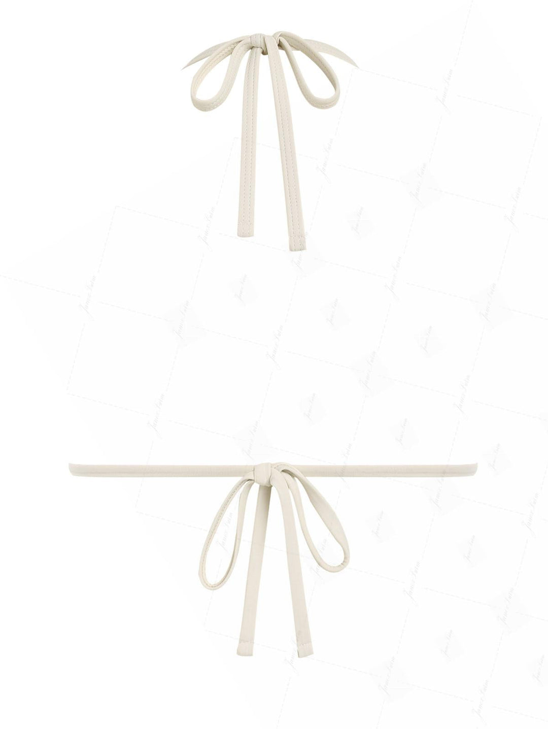 Deep Coffee Ribbed Knit Striped Contrast Binding Halter Triangle Bikini Top