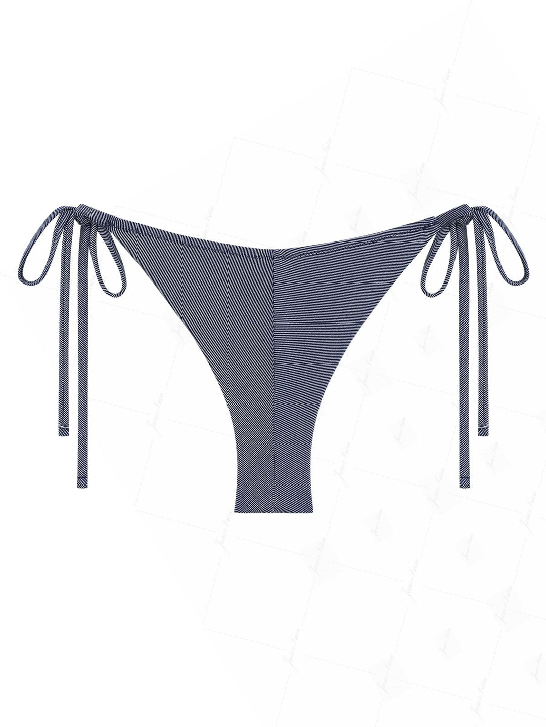 Deep Blue Denim Lace Bowknot String Cheeky Brazilian Bikini Bottom