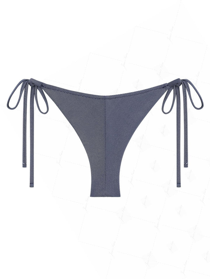 Deep Blue Denim Lace Bowknot String Cheeky Brazilian Bikini Bottom
