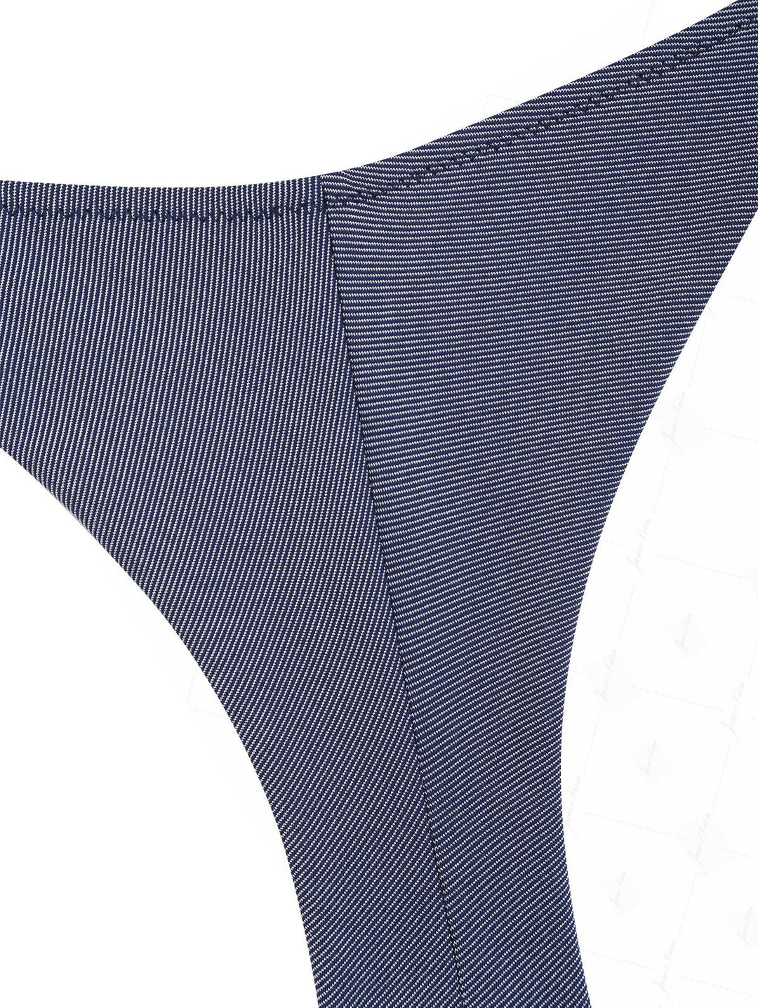 Deep Blue Denim Lace Bowknot String Cheeky Brazilian Bikini Bottom