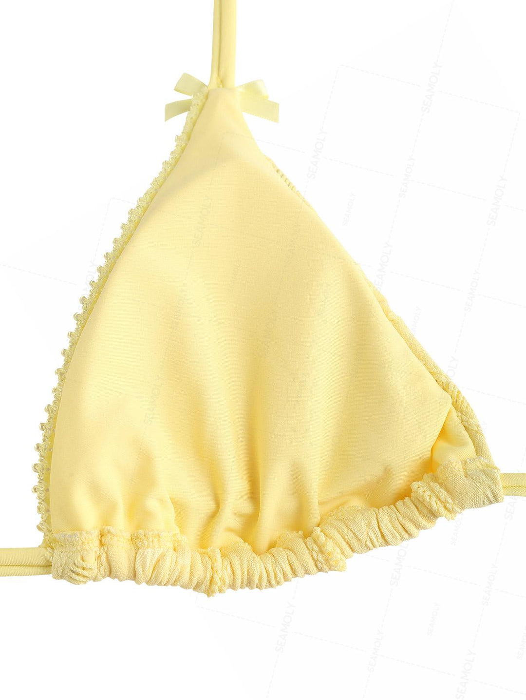 Seamolly Floral Jacquard Lace Bowknot Cheeky Boyshorts Bikini Set
