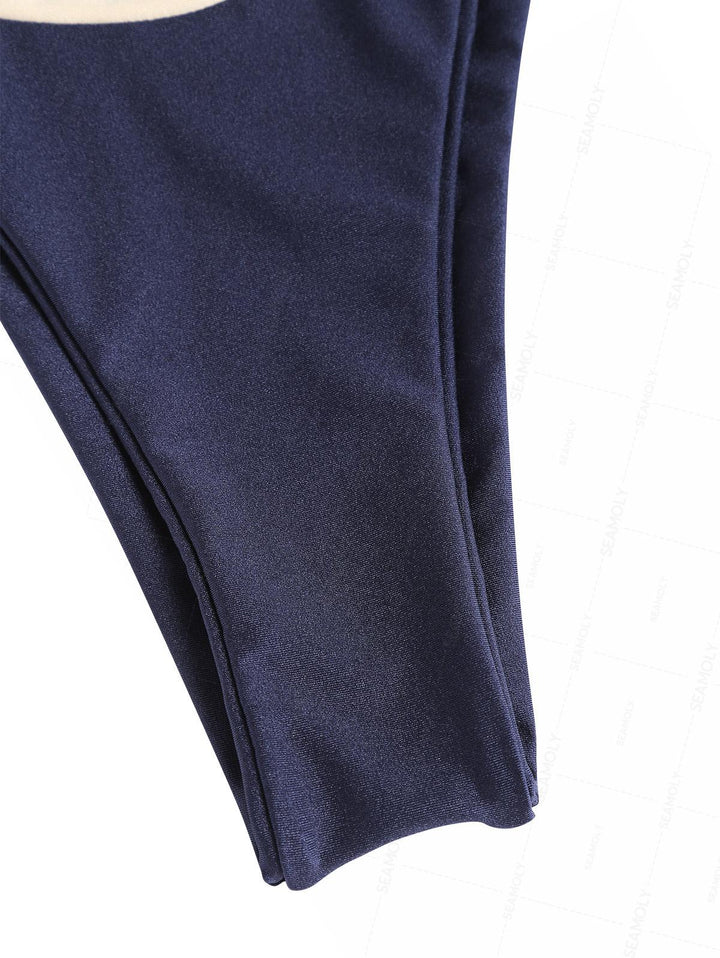 Seamolly Colorblock Two Tone Tie Side Double Layer Bikini Set