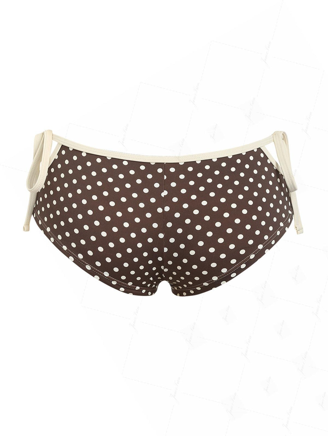 Deep Coffee Polka Dot Cutout Tie Side Bikini Bottom Cheeky Swim Boyshorts