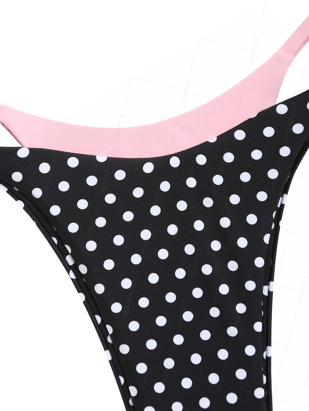 Seamolly Contrast Color Polka Dot Print Tie Side Double Layer Bikini Set