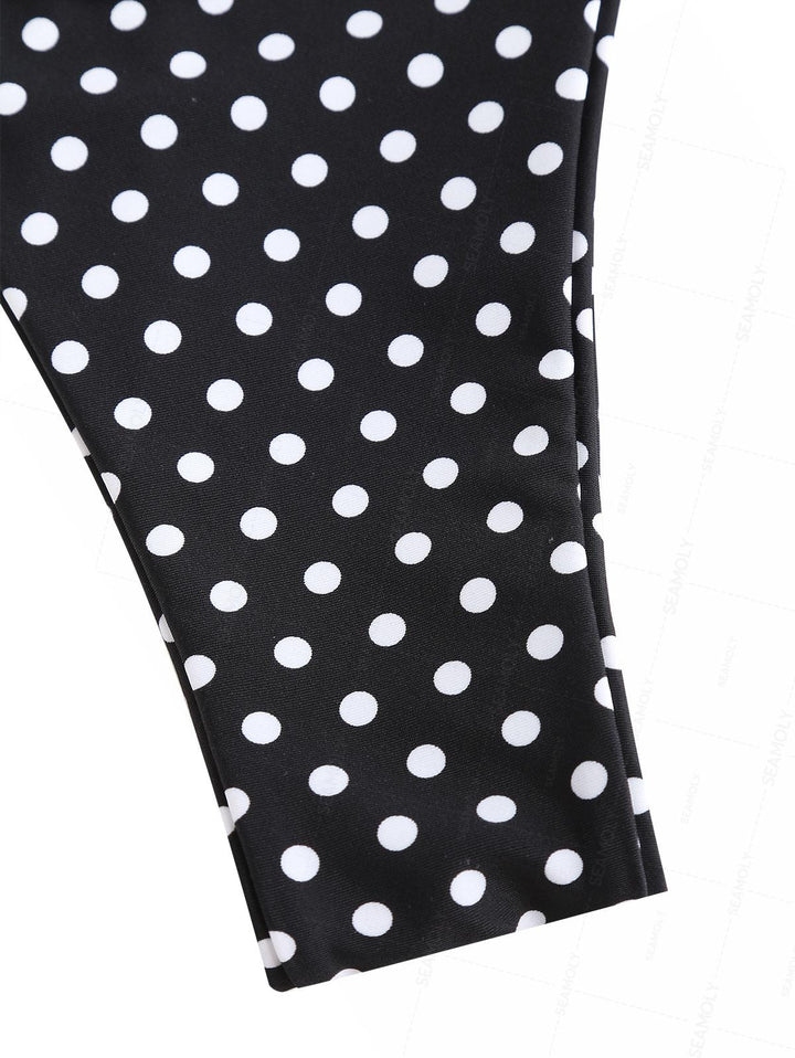 Seamolly Contrast Color Polka Dot Print Tie Side Double Layer Bikini Set