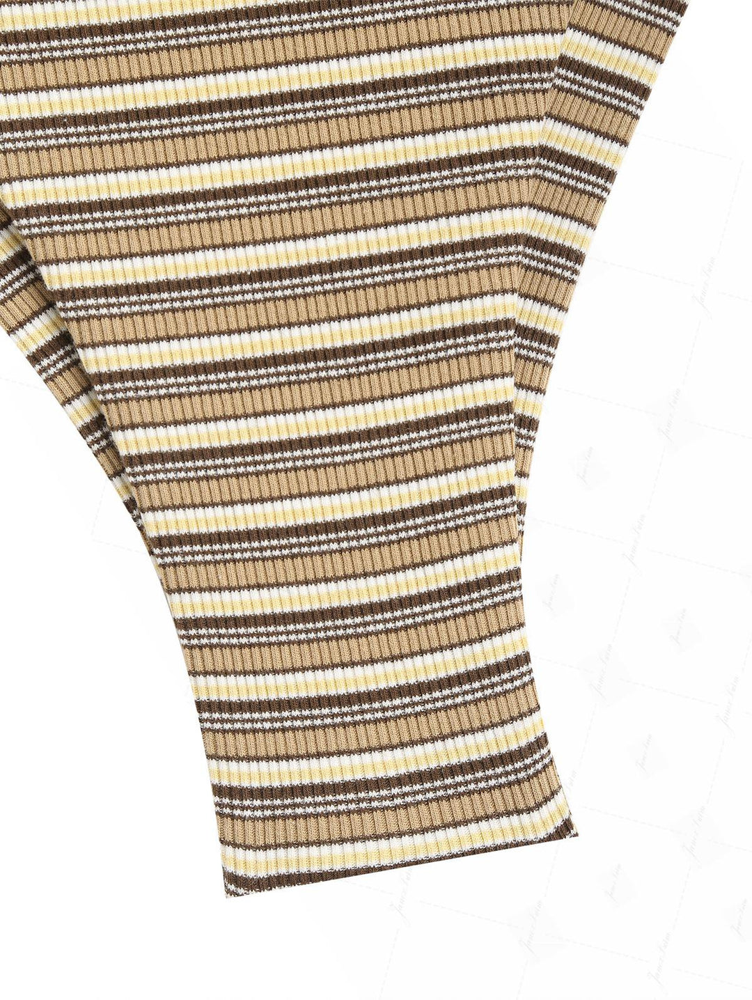 Brown Ribbed Knit Striped Hanky Hem Tank Top & Cheeky Brazilian Bottom Tankini Set