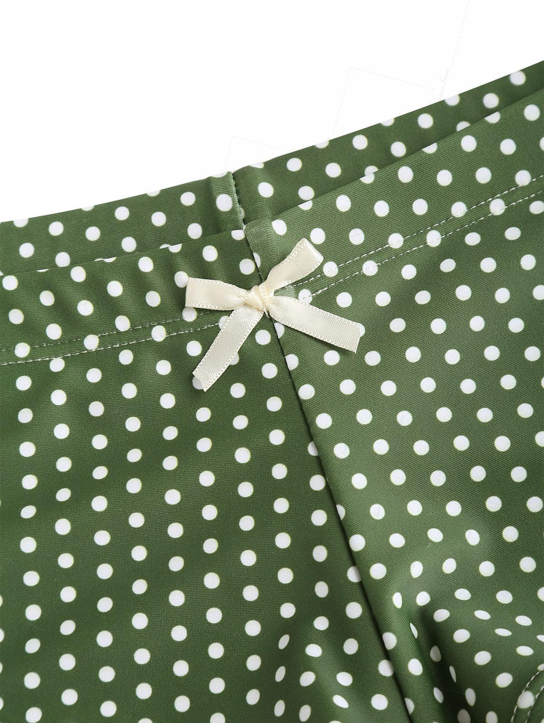 Plant Green Polka Dot Bowknot Bikini Bottom Cheeky Swim Boyshorts