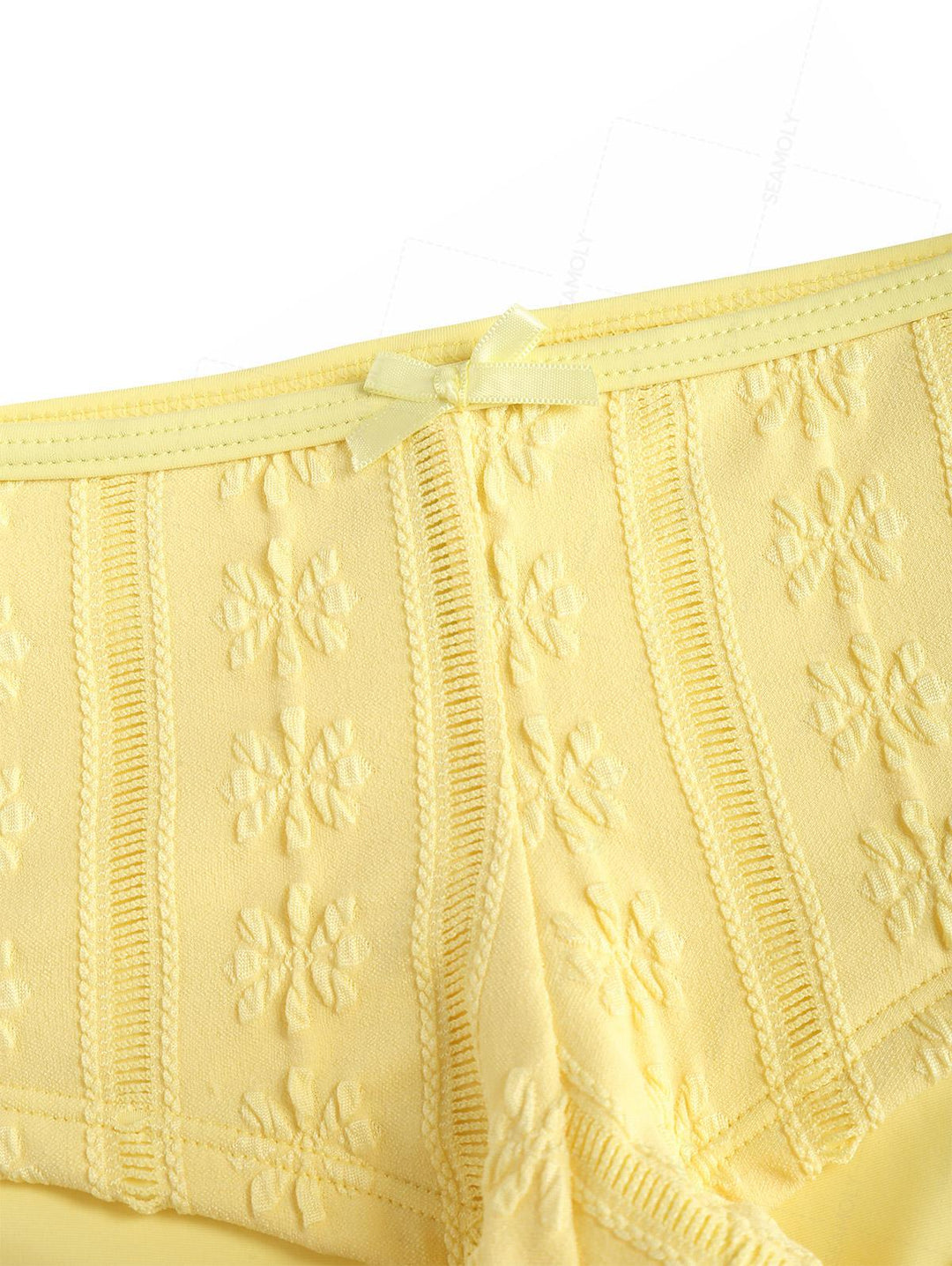 Seamolly Jacquard Bowknot Tank Style Cheeky Boyshorts Bikini Set