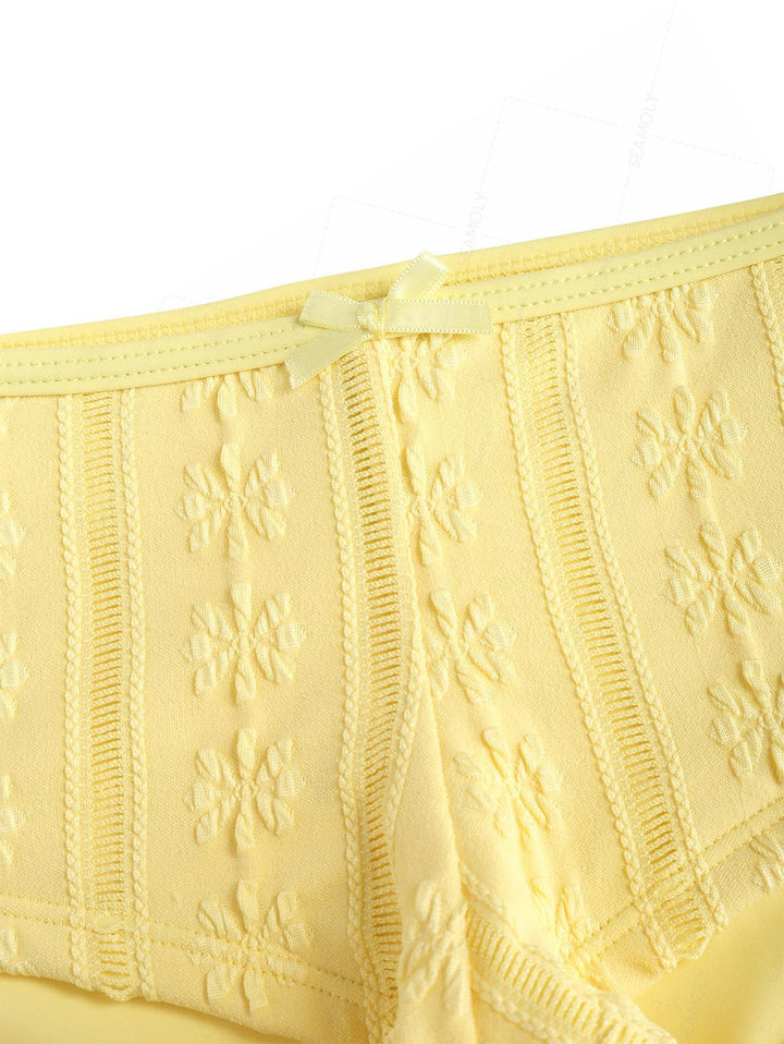 Seamolly Jacquard Bowknot Tank Style Cheeky Boyshorts Bikini Set