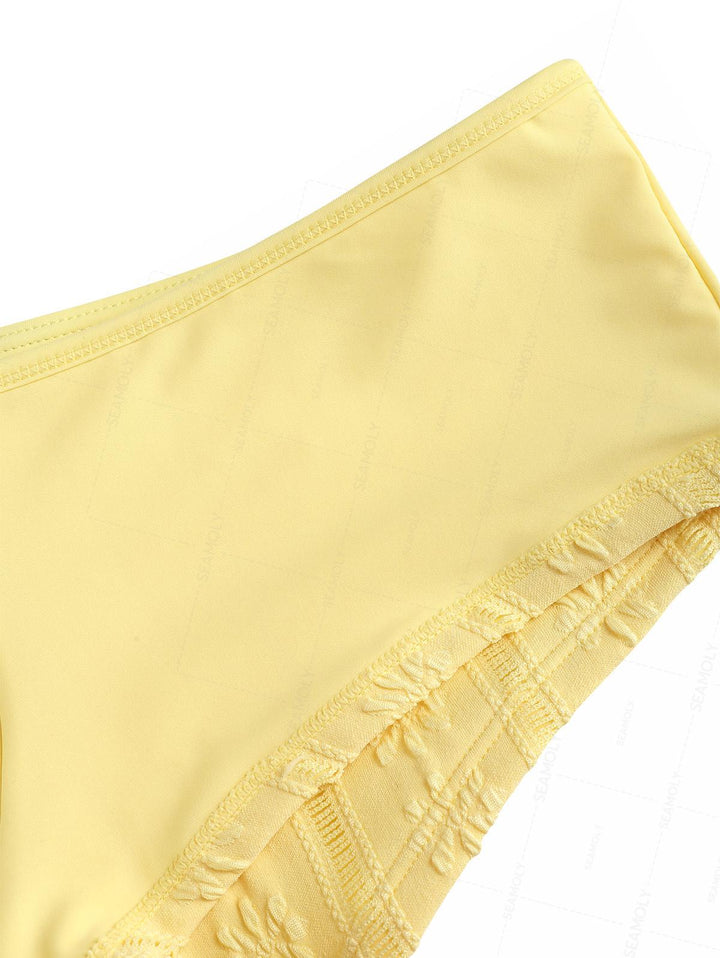 Seamolly Jacquard Bowknot Tank Style Cheeky Boyshorts Bikini Set