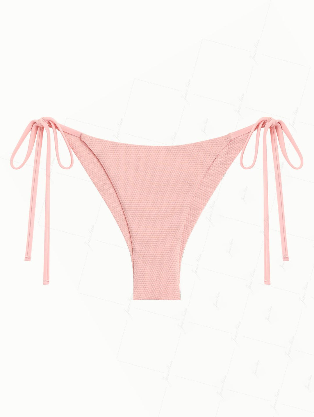 Pink Textured Knit Fabric Tie Side Cheeky Brazilian Bikini Bottom