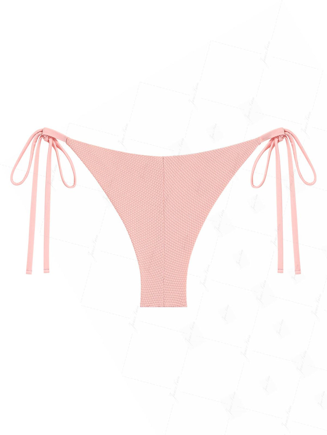 Pink Textured Knit Fabric Tie Side Cheeky Brazilian Bikini Bottom