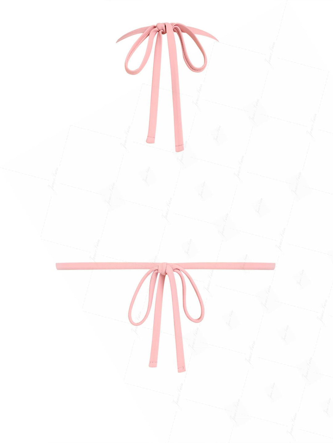 Pink Ribbed Knit Striped Halter Triangle Bikini Top