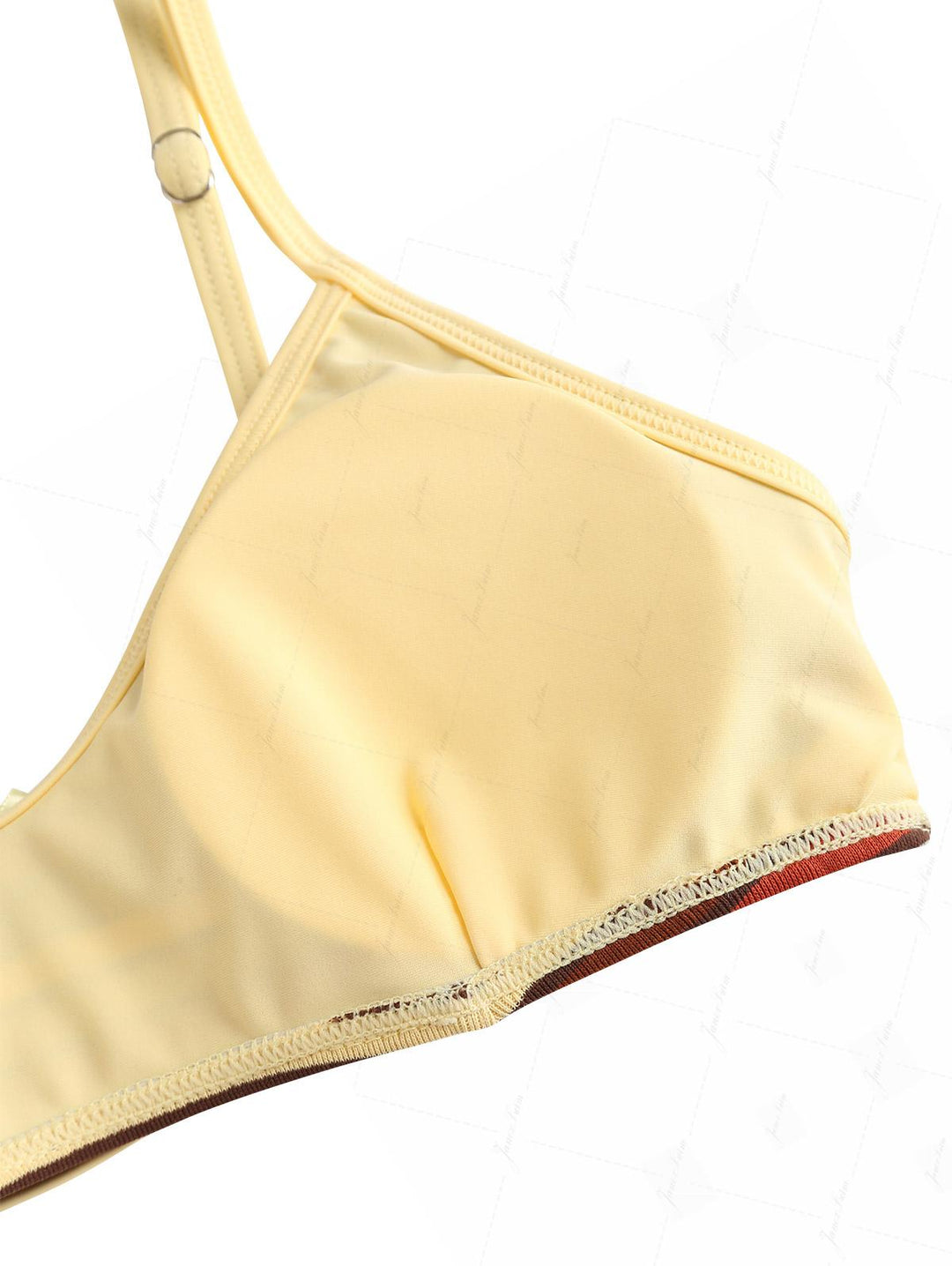 Yellow Striped Bowknot Tank Style Cheeky Boyshorts Bikini Set