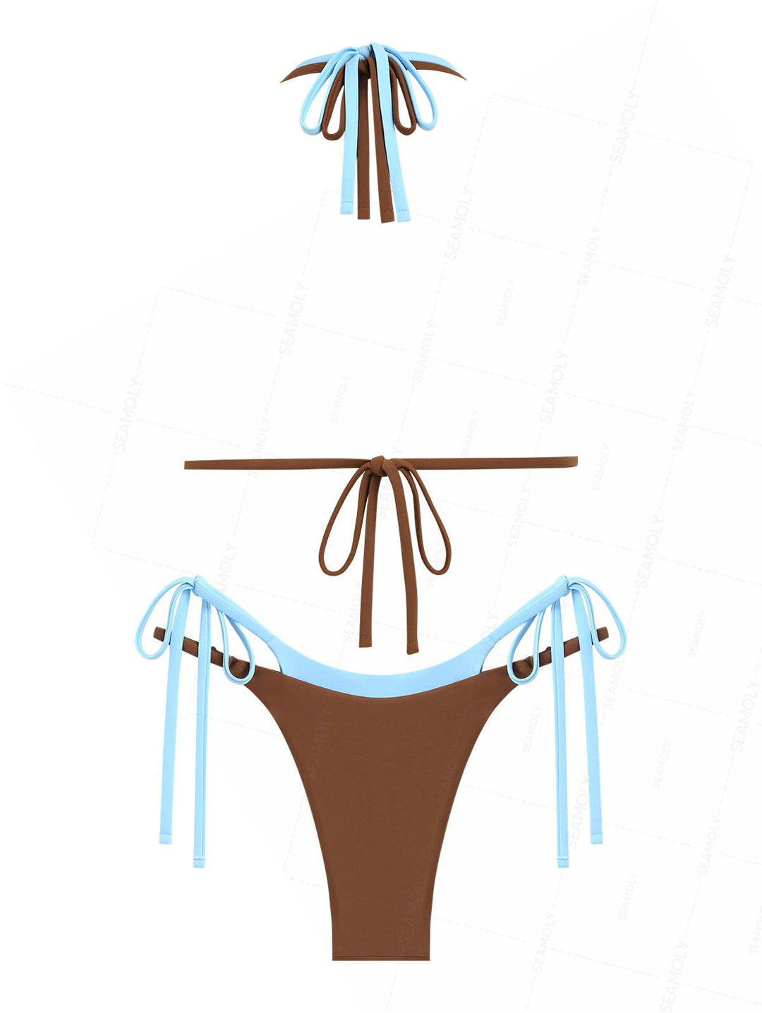 Seamolly Colorblock Two Tone Tie Side Double Layer Bikini Set