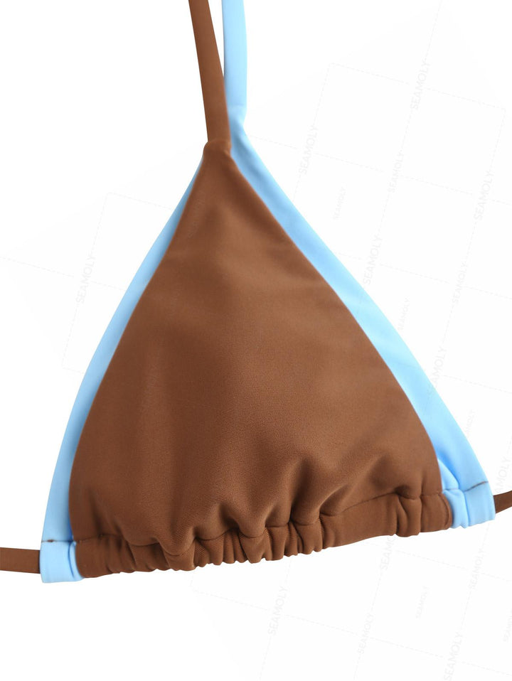 Seamolly Colorblock Two Tone Tie Side Double Layer Bikini Set