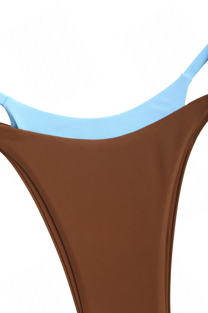 Seamolly Colorblock Two Tone Tie Side Double Layer Bikini Set