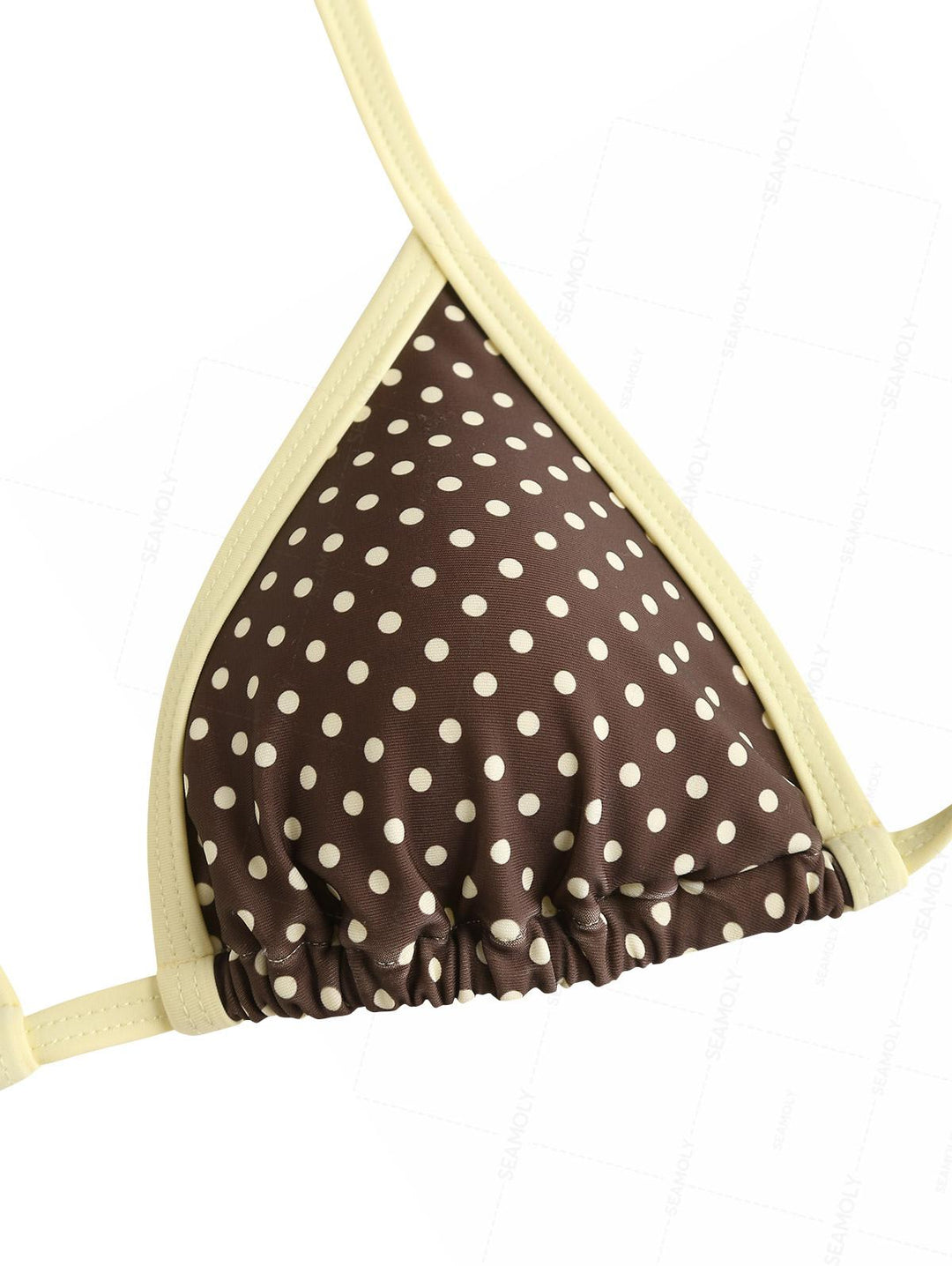 Seamolly Polka Dot Contrast Binding Cutout Tied Cheeky Boyshorts Bikini Set