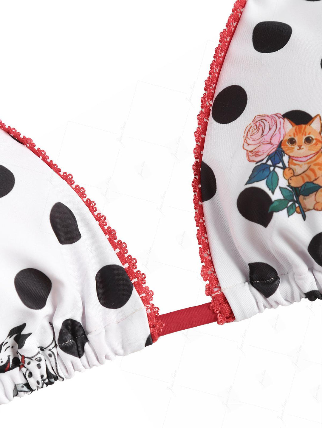 White Polka Dot Animal Print Bowknot Halter Triangle Bikini Top