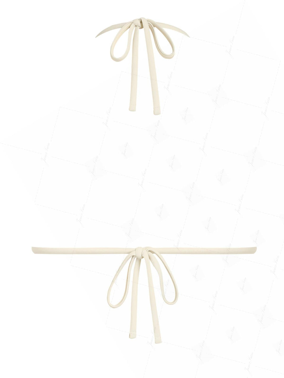 Plant Green Polka Dot Lace Bowknot Halter Triangle Bikini Top