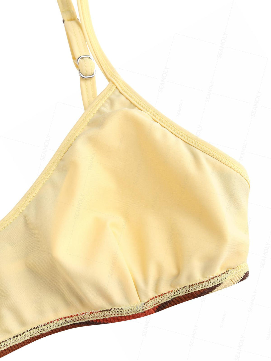 Seamolly Ribbed Knit Striped Tank Style Cheeky Boyshorts Bikini Set