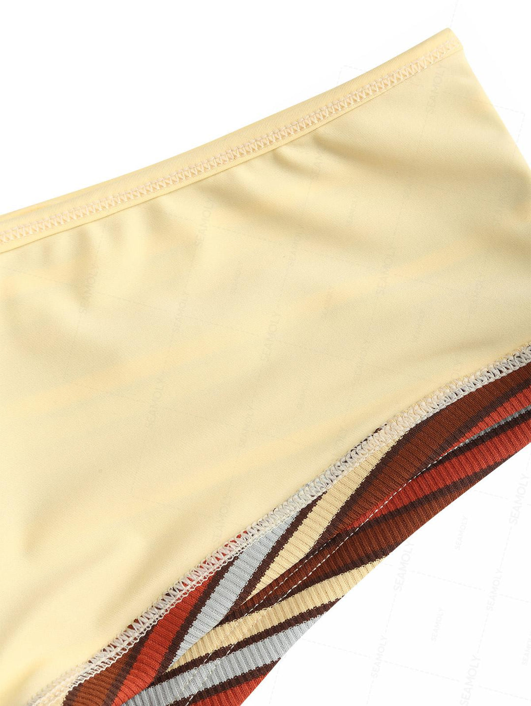 Seamolly Ribbed Knit Striped Tank Style Cheeky Boyshorts Bikini Set